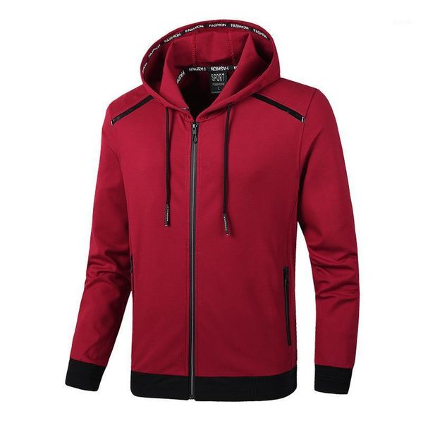

plus size men sport jacket spring long sleeve loose hoodie running jogging fitnesss workout casual coat sportswear sweatshirt1, Black;red