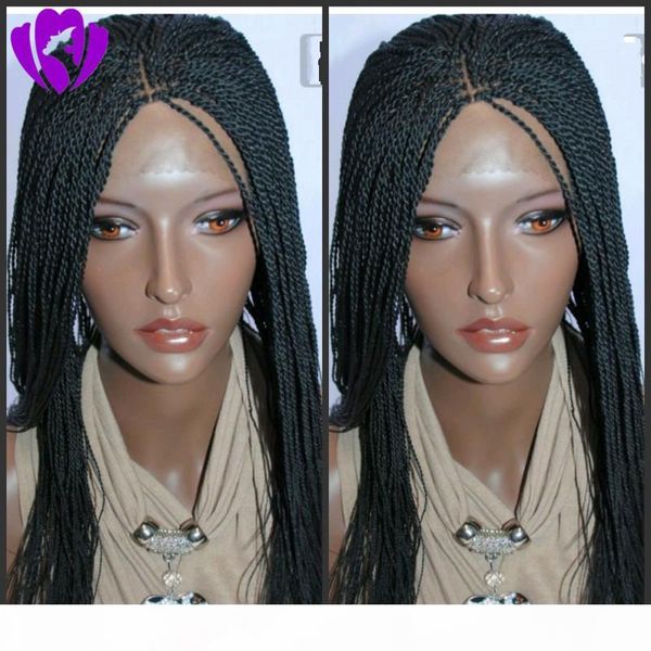 

gorgeous senegalese twist wig synthetic lace front wig color 1b #2 #4 blonde braided wig for black women 10-30inches stock