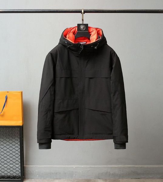 

2021 autumn winter high-end brand new design windproof waterproof jacket 90% white duck down large pocket coat for men 31899, Black