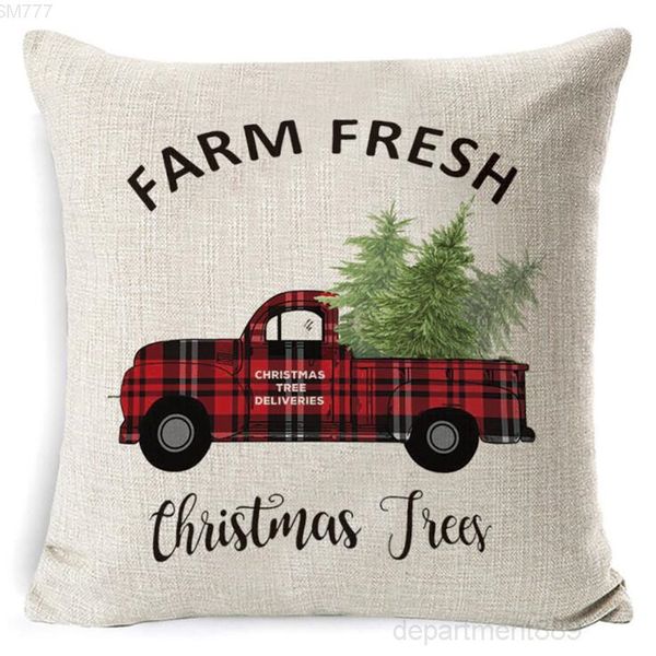 

christmas case plaid linen throw covers square sofa decorative pillow headrest cushion cover xmas pillowslip home owd2891
