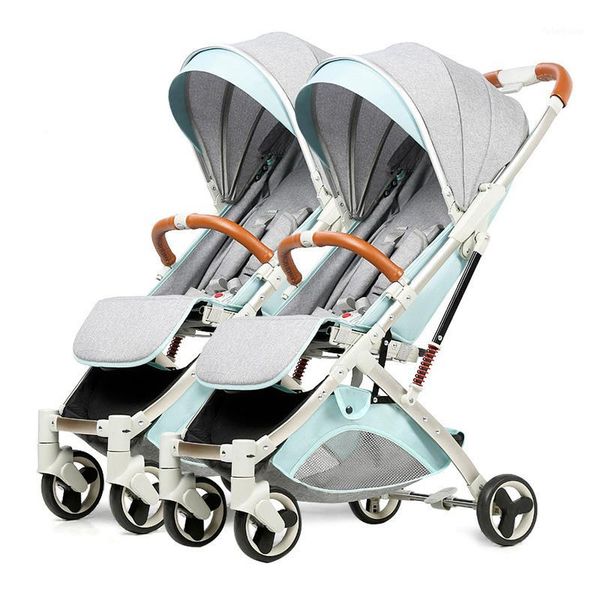 

twin baby strollers can sit lie absorber high landscape newborn baby summer detachable double folding lightweight1