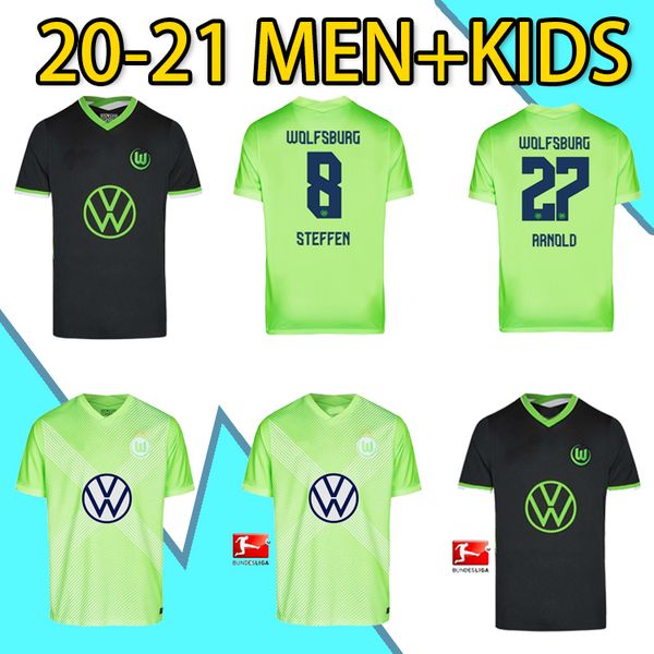 

2020 2021 vfl wolfsburg soccer jersey home away brekalo roussillon soccer uniform klaus xaver malli weghorst football shirts, Black;yellow