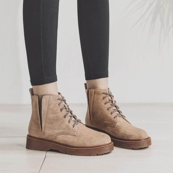 

errfc women 2020 motorcycle boots new british students short girls ankle boots designer college ladies tube short 35-43, Black