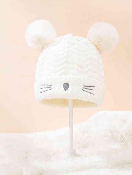 

baby pom decor cartoon embroidered beanie she, Yellow