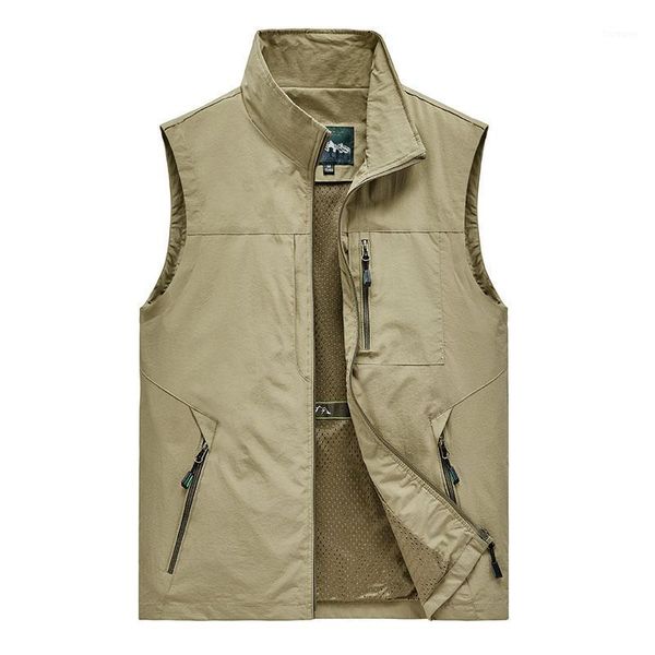 

men's vests mens jacket sleeveless vest spring summer autumn casual travels hiking work vest multi-pockets waistcoat 5xl1, Black;white