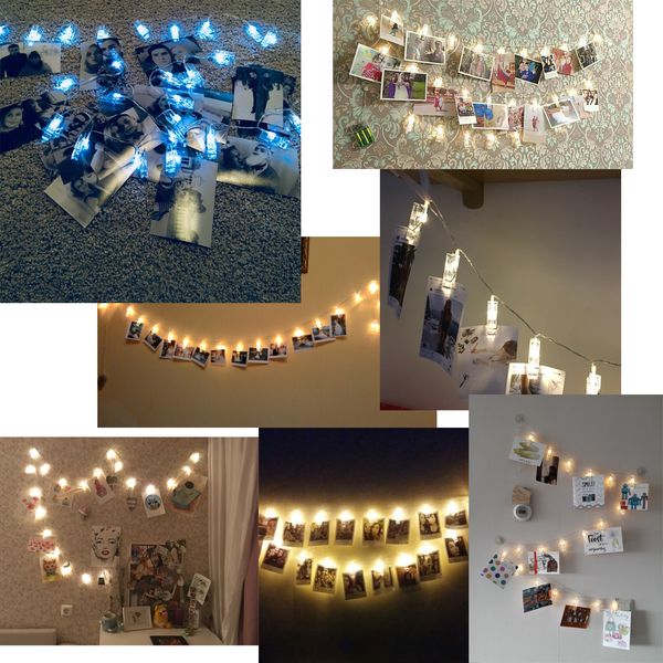 

20 leds clip led fairy string lights usb/battery operated new year christmas lighting garland strip lamp for wedding party decor