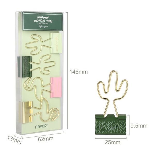 

4 pcs set cute flamingo cactus metal binder clips 25mm 32mm notes letter paper organizer clip office paperwork and document clip h wmttwb