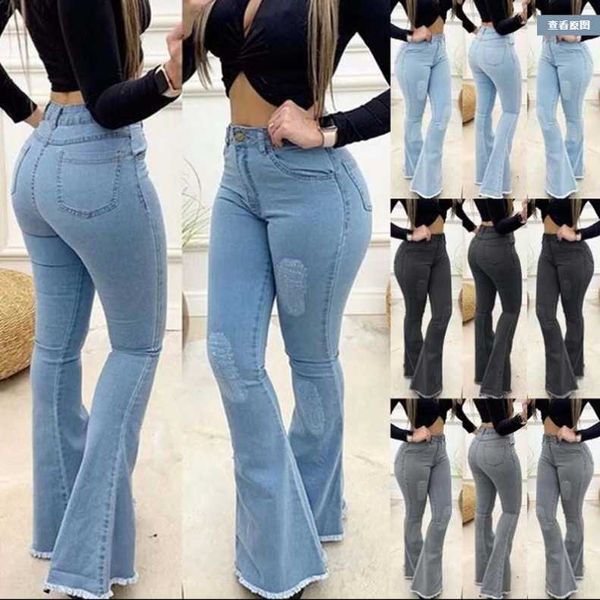 

women jeans 2021fashion elastic ladies pants, Blue