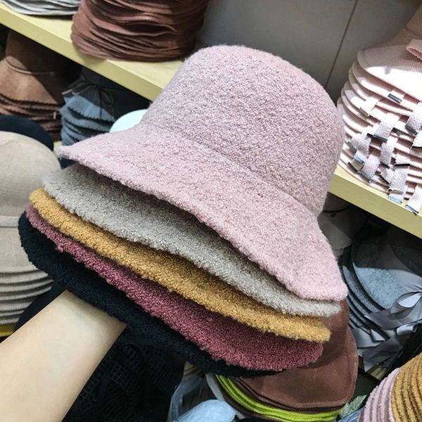 

new harajuku pure style color skinny chenille fisherman's women's korean versatile chic foldable basin hat, Blue;gray
