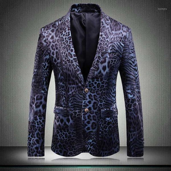 

new male blazer luxury velvet leopard print prom blazers men plus size 5xl fashion single breasted nightclub party mens blazers1, White;black