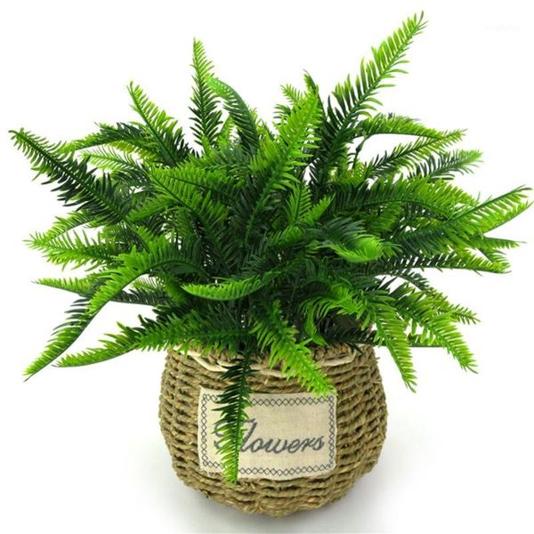 

decorative flowers & wreaths 7 forks/bouquet artificial persian grass plastic simulation green plants home balcony garden landscape decorati