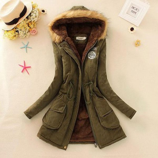 

women's down & parkas autumn winter women jacket faux fur coats female outerwear casual long cotton basic coat plus size1, Black