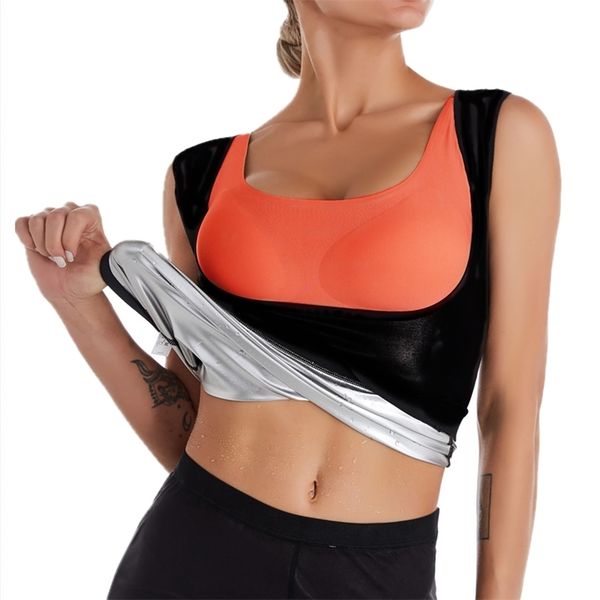 

body shaper sauna sweat vest tank waist trainer slimming shirt fitness corset workout thermo modelling strap shapewear lj201211, Black;white