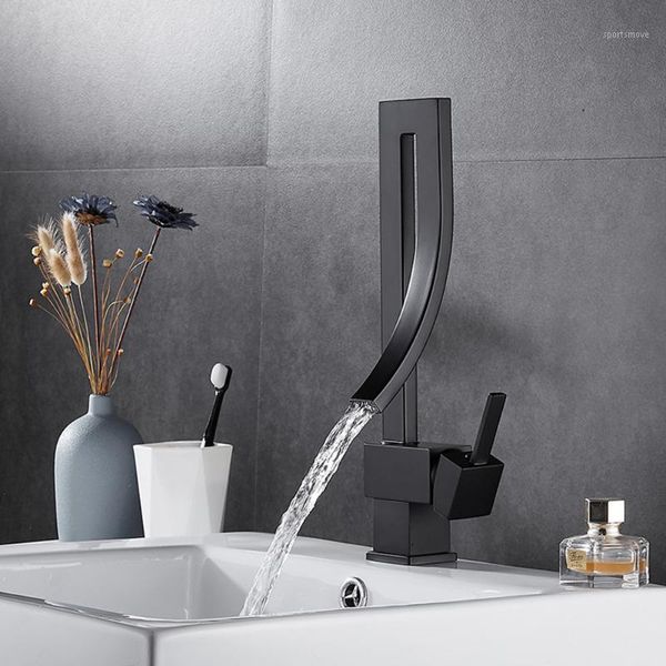

bathroom sink faucets black drawing brass basin faucet rotatable single handle square luxury mixer deck mounted tap1