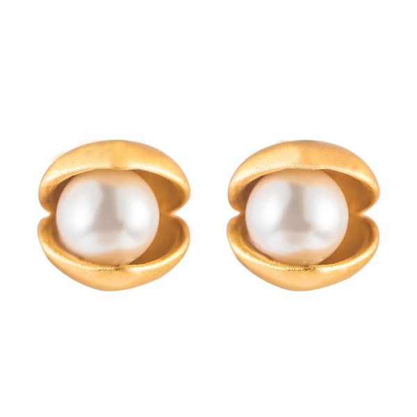 

geometric earring 100% 925 sterling silver natural freshwater pearl earrings for women girls new ethnic statement earring, Golden;silver