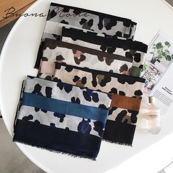 

autumn leopard pattern khaki striped viscose shawl scarf lady print hijabs and wraps foulard pashminas stole muslim sjaal, Blue;gray