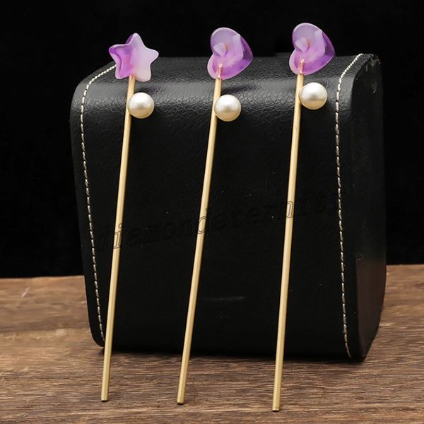 

gold color handmade barrette women hairpins hair accessories gift japan style star moon imitation pearls hair sticks hair clips, Golden;silver