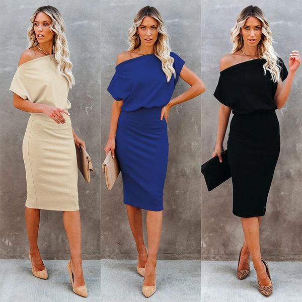 

casual dresses 2021 fashion women's clothing slim vestidos strapless edstidos de fiesta solid colorsummer style robe femme, Black;gray