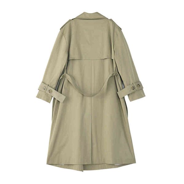 

women's trench coats [eam] women green bandage big size long lapel sleeve loose fit windbreaker fashion spring autumn 2022 1da198 om2z, Tan;black