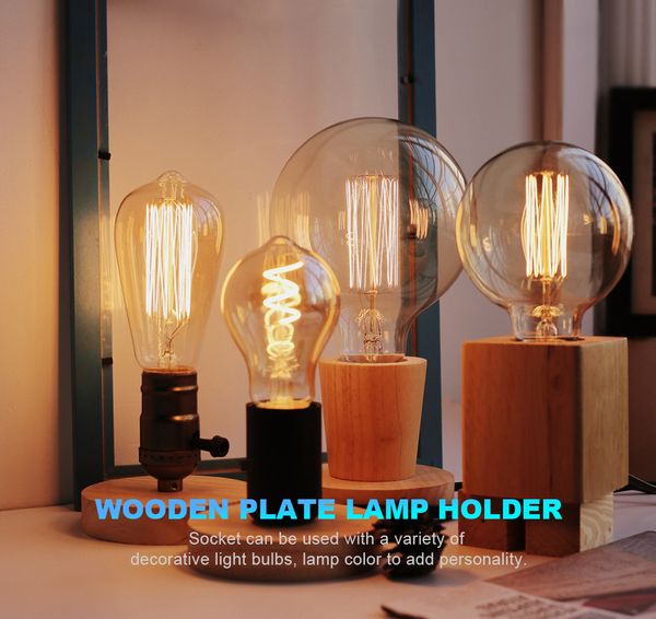 Moderna lâmpada de mesa de madeira retro e27 desktop luz decorativa luz de arte interior sala de estar quarto decoração base base