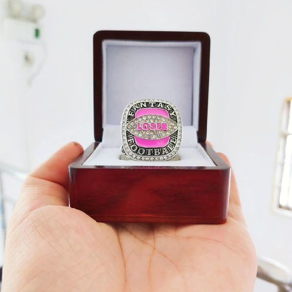 

wholesale - fantasy football championship ring with wooden box fan gift, Silver
