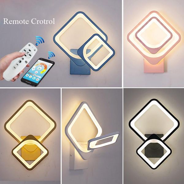 

led wall lamp dimmable modern bedroom living room wall light with flower and tower segment 2.4g rf remote control ac220v 29w