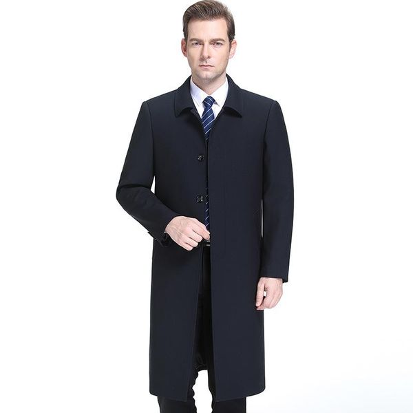 

autumn 2020 new middle aged and elderly men's windbreaker extended lapel business casual men's fashionable coat coat, Tan;black