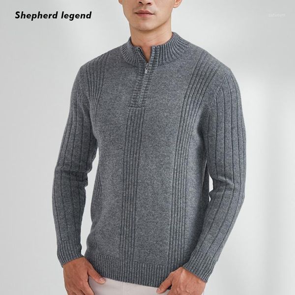 

100% superfine merino cashmere new men clothes tank jumper clothing shepher round neck thick half turtleneck busin sweater1, White;black