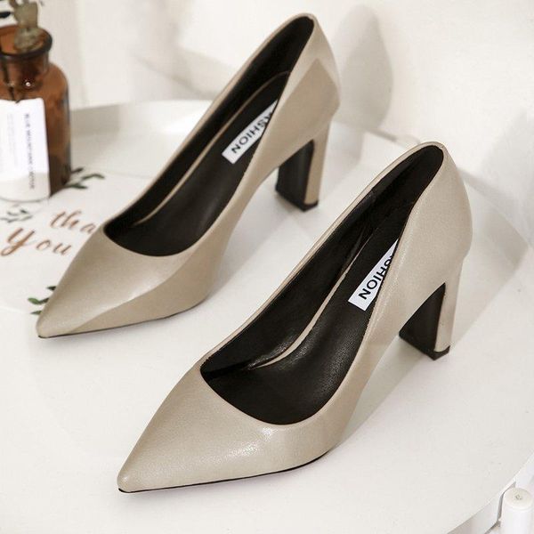 

large size 35-43 2020 new brand autumn women shallow pumps high heels comfy solid shoes woman fashion ladies party dress shoe1, Black