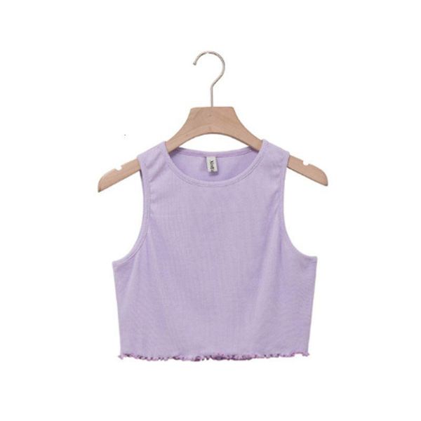 

summer lady cotton crop casual solid color o neck slim spandex ruched tank streetwear plus size m30470, White