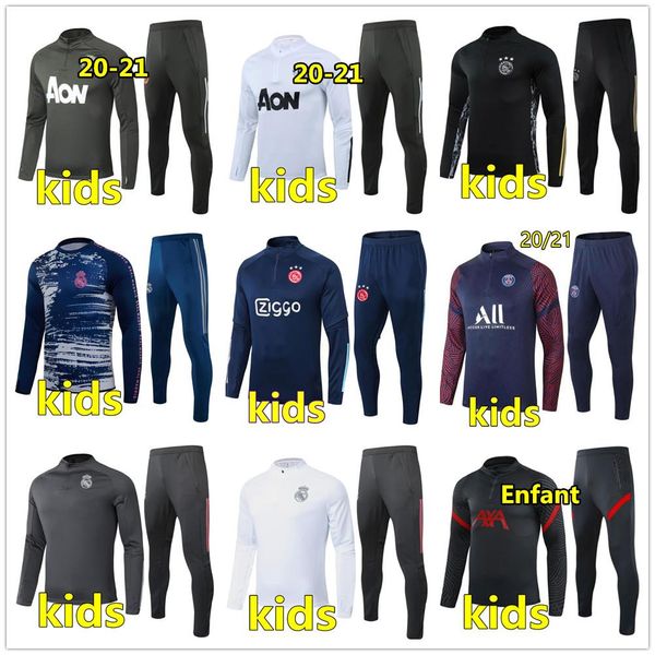 

new kids soccer tracksuit football training 2020 2021 kids football kits 20 21 kids football tracksuit jogging chandal survetement foot, Black