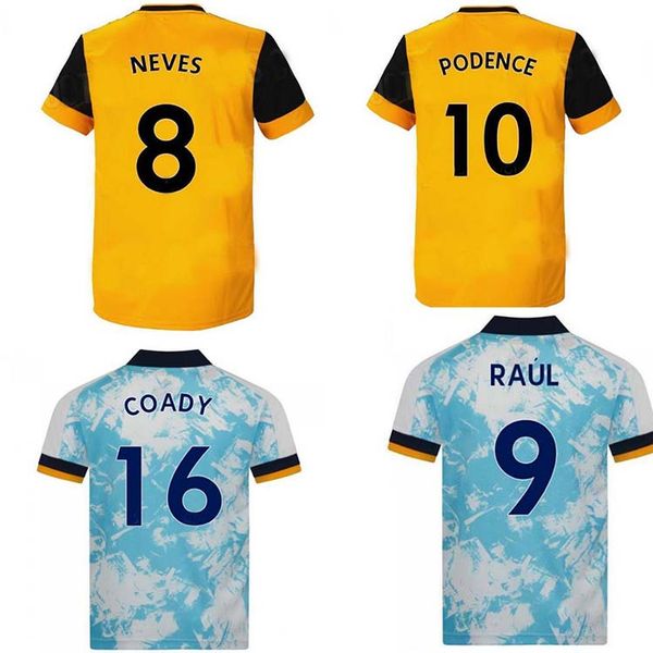 

2020 2021 wolves football jersey home yellow j.moutinho raul neves podence football shirt 20/21dendocker adama football jersey, Black;yellow