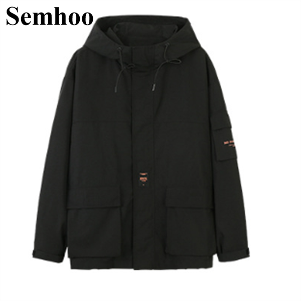 

2020 autumn new men's tooling jacket windproof hooded multi-pocket loose shirt men's clothing m---xxl, Black;brown