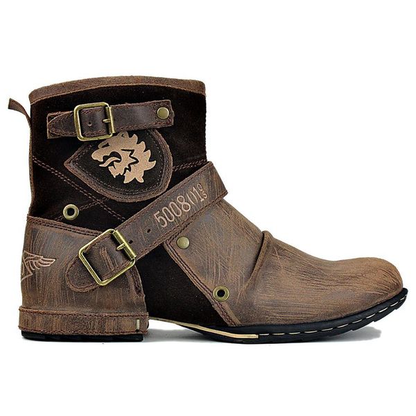 

2021 genuine leather retro-style ankle cowboy with boots n46v, Black