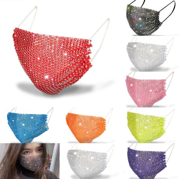 

2021 designer fashion face women's sunscreen mask with diamond masks trendy rhinestone facemask 4 n6gj1