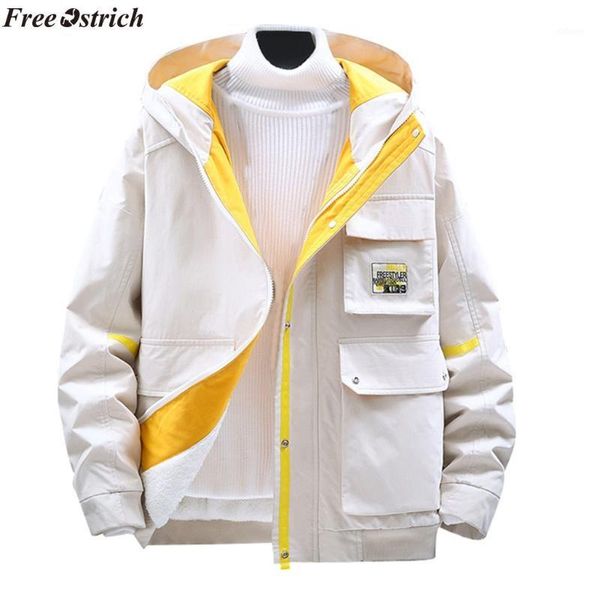 

ostrich men jacket 2020 new style for men in autumn and winter fashion hat leisure tooling coat,windproof jacket1, Black;brown