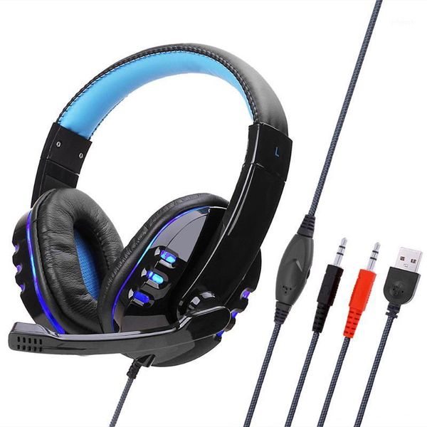 

sy733mv wired computer gaming headphones earphone over-ear game headset with microphone aux+usb port volume control for pc1
