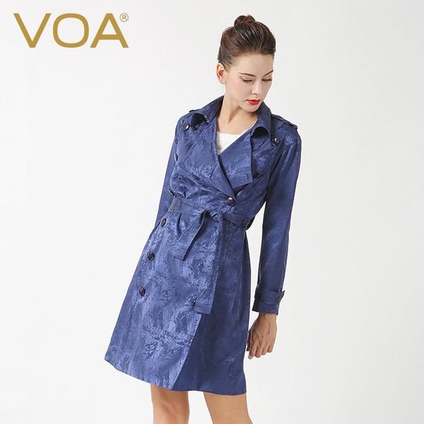 

classic trench for women spring long navy blue double breasted jacquard coat slim turn down epaulets silk windbreaker f6309, Tan;black