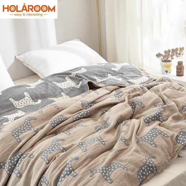

cartoon blanket summer cotton blankets soft geometric horse bed sheet bedspread sofa throw four layers of gauze leisure covering
