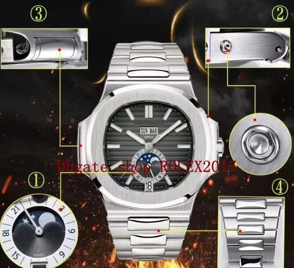 

waterproof v3 blue gray white men super gr eta cal.324 40mm 5726/1a steel mechanical automatic mens men's 904l watches, Slivery;brown