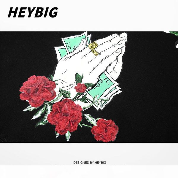 

tide brand sweatshirt men and women new hip-hop hooded hedging national tide coat korean students loose roses printing hoodies, Black