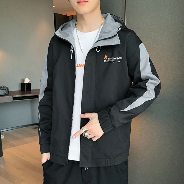 

hooded men's jacket fashion brand ins autumn new jacket men's korean fashion casual versatile clothes, Black;brown