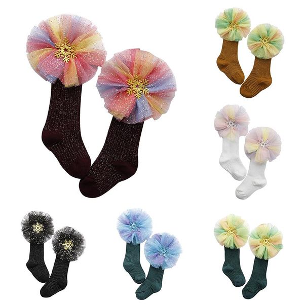 Baby Mädchen Socken Frühling Herbst spitze Gradienten sternenhimmel kinder Organza Socken Mode Kinder Prinzessin Mittelrohr Socken 6 farben