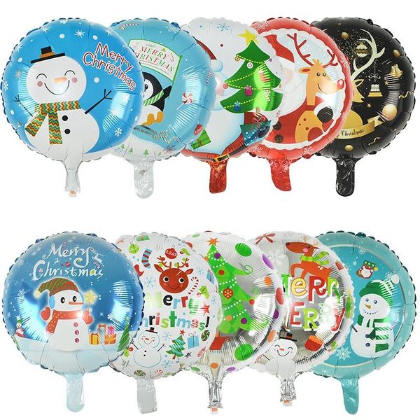 

5pcs 18inch merry christmas round foil balloons snowman santa christmas tree ballon kids favor toys xmas party decoration wmtbzr