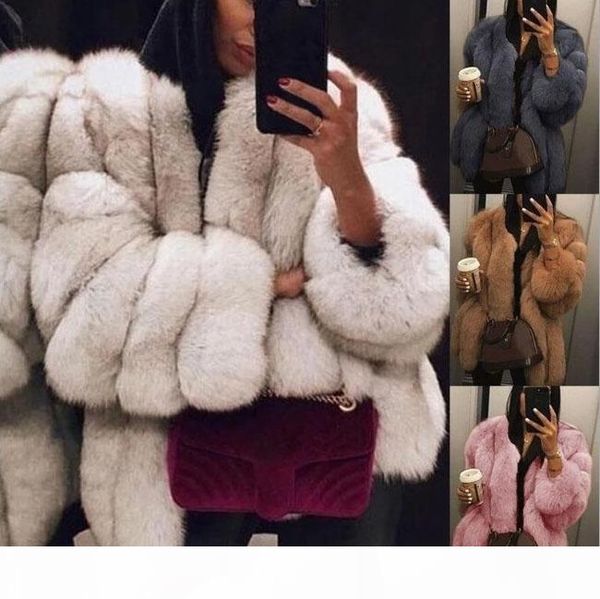 

beautiful girl woman imitation fur coat long sleeve warm female new winter plus size 3xl 4xl fox fur coat, Black