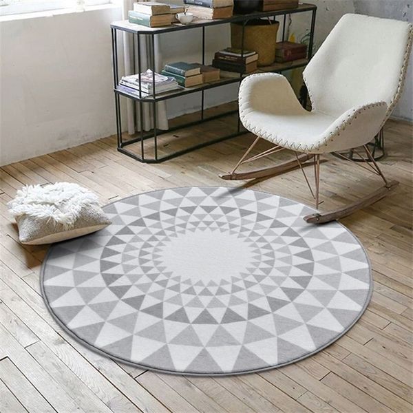 Nordic Grey Series Round For Living Room Computer Chair Area Rug Children Play Tent Floor Mat Tappeti e tappeti per guardaroba 201212