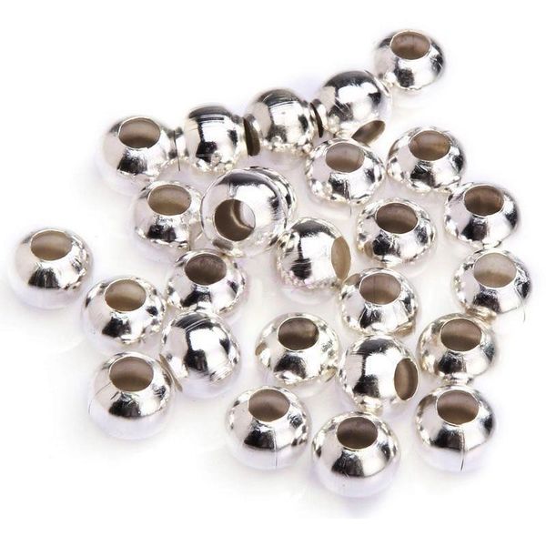 

100pcs 4 5 6mm silver gold color smooth round ball metal spacer beads for needlework jewelry making brac qylxzg