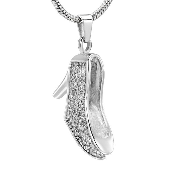 

ijd10534 high-heeled shoes shape stainless steel cremation memorial necklace keepsake ashes urn pendant jewelry, Silver