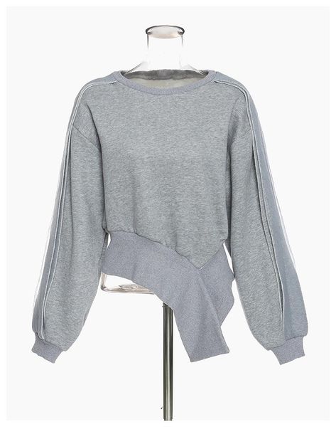 

elegant solid color sweatshirt 2020 ladies autumn silhouette all match casual long sleeved pullover asymmetrical hem top, Black