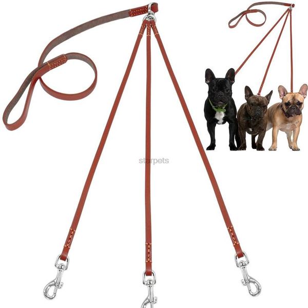 

three way no tangle puppy dog leash coupler leather triple dog leash lead tangle for walkin jllrwh